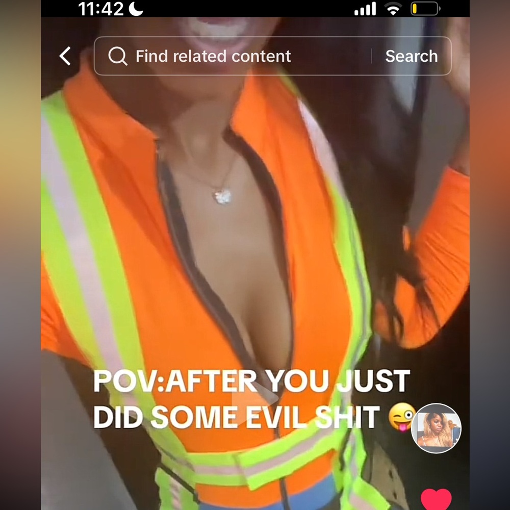 Fashion Nova Neon Orange Reflective Long Sleeve Top